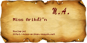 Miss Arikán névjegykártya